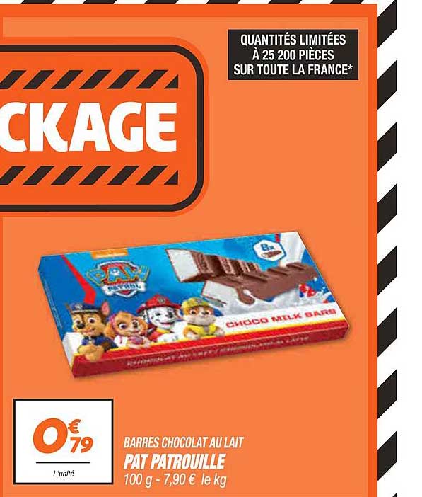 barres chocolat au lait pat patrouille