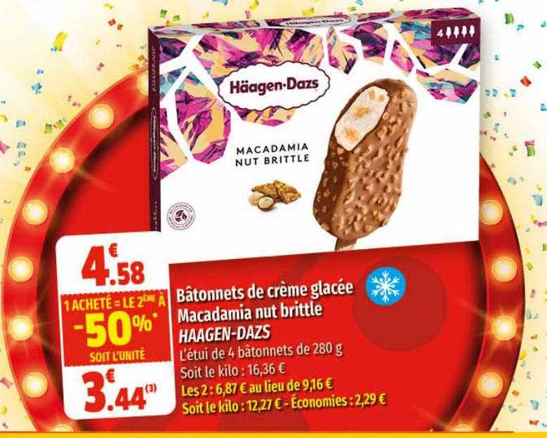 bâtonnets de crème glacée macadamia nut brittle häagen-dazs