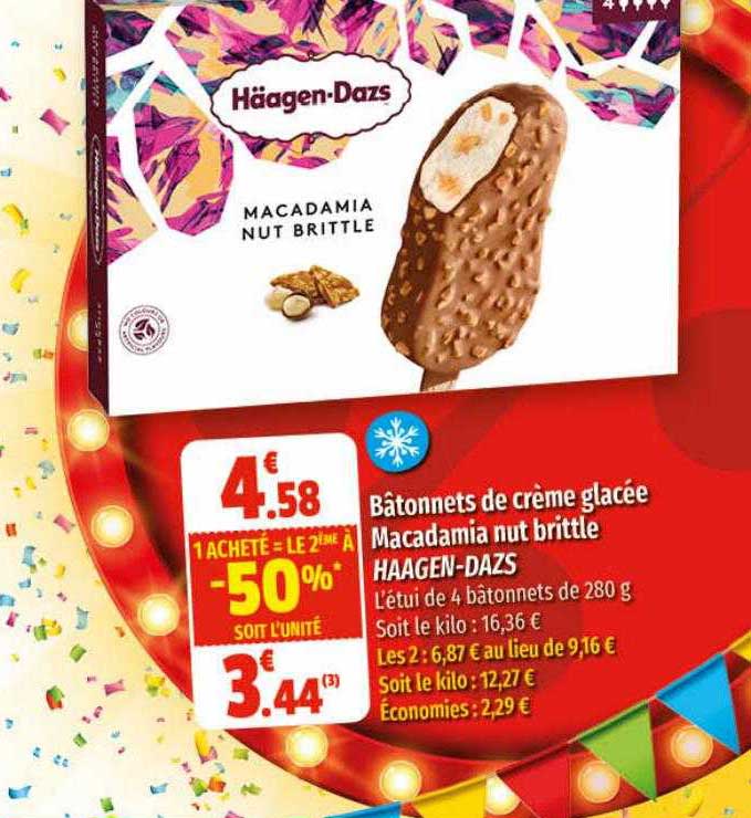 bâtonnets de crème glacée macadamia nut brittle häagen-dazs