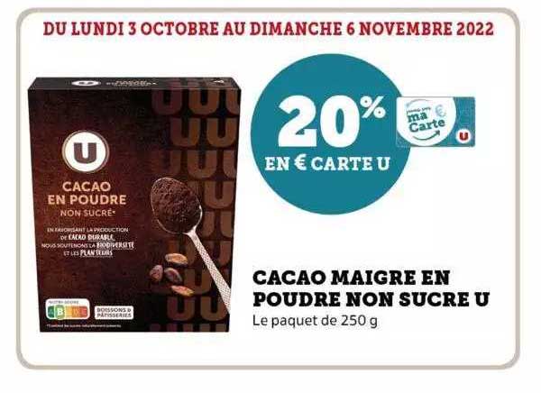 cacao maigre en poudre non sucre u
