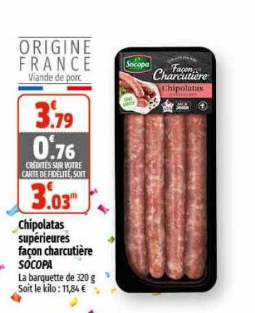 chipolatas supérieures façon charcutière socopa