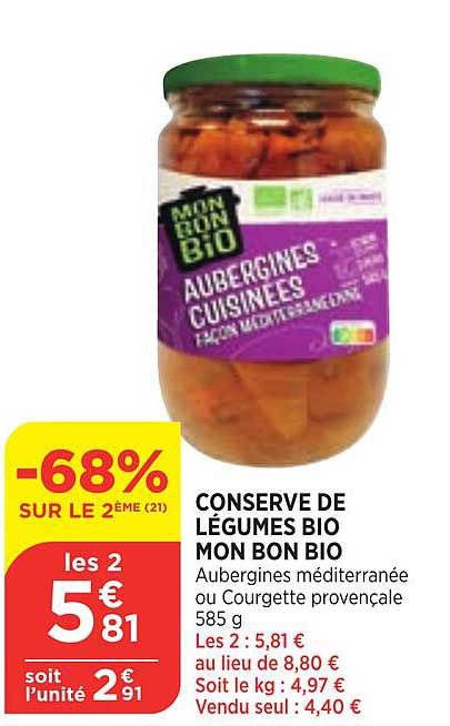 conserve de légumes bio mon bon bio