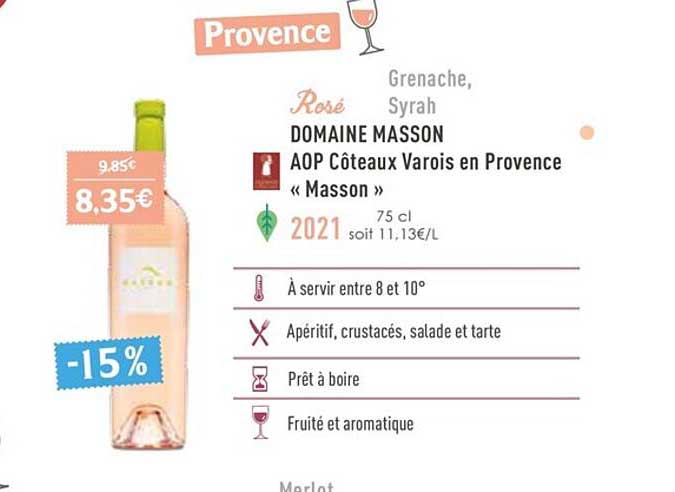 domaine masson aop côteaux varois en provence «masson» 2021