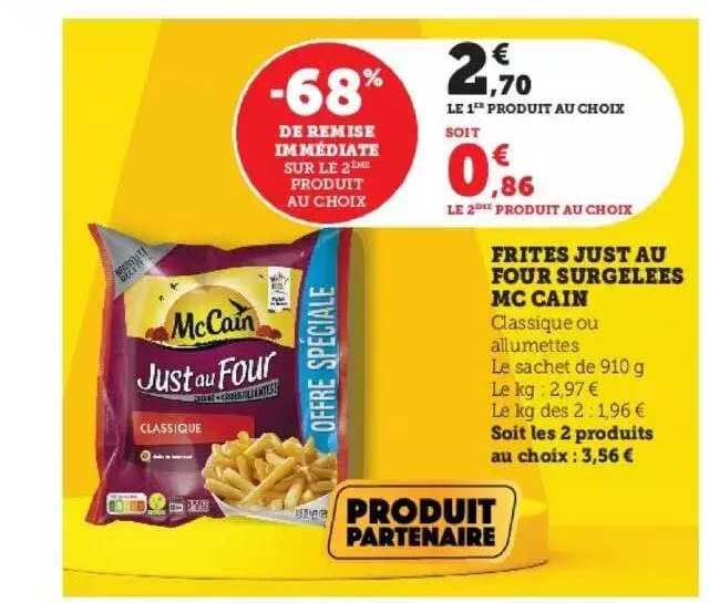 Frites Just Au Four Surgelées Mc Cain