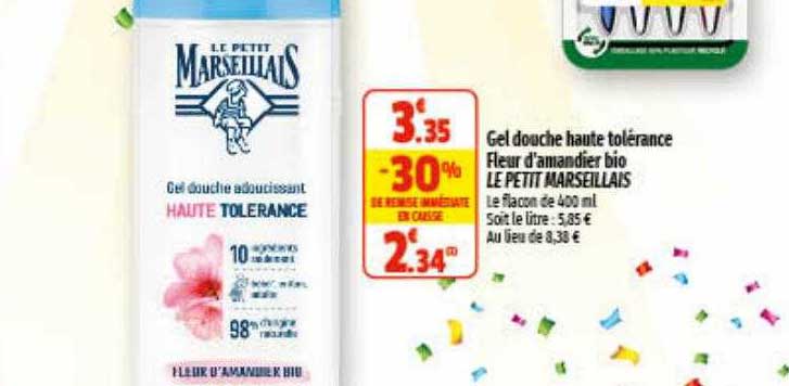 gel douche haute tolérance fleur d'amandier bio le petit marseillais