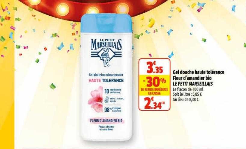 gel douche haute tolérance fleur d'amandier bio le petit marseillais
