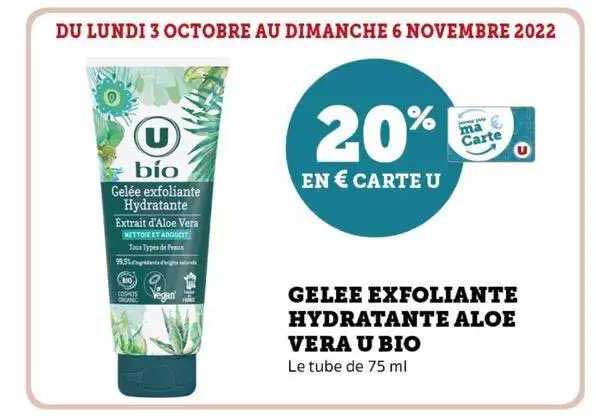 gelée exfoliante hydratante aloé vera u bio