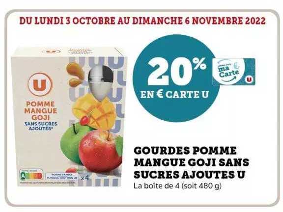 gourdes pomme mangue goji sans sucres ajoutés u