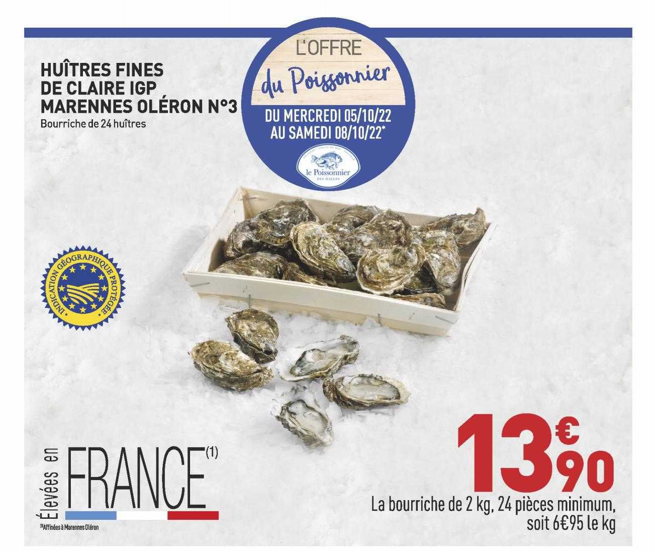 huîtres fines de claire igp marennes oléron n°3