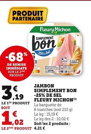 jambon simplement bon -25% de sel fleury michon