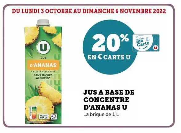 jus à base de concentré d'ananas u