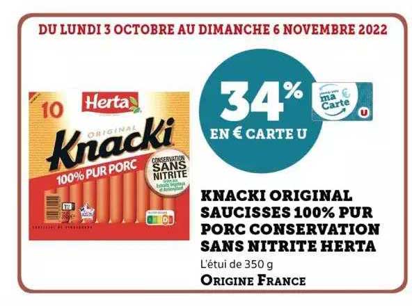 Knacki Original Saucisses 100% Pur Porc Conservation Sans Nitrite Herta