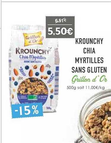 krounchy chia myrtilles sans gluten grillon d'or