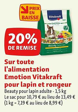 l'alimentation émotion vitakraft pour lapin et rongeur