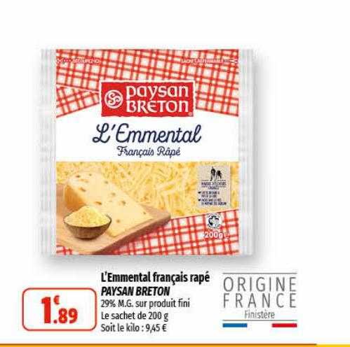 l'emmental français râpé paysan breton