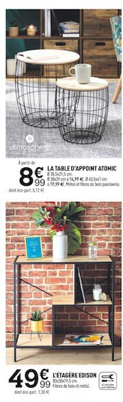 la table d'appoint atomic, l'étagère edison
