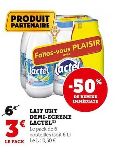 lait uht demi-écrémé lactel