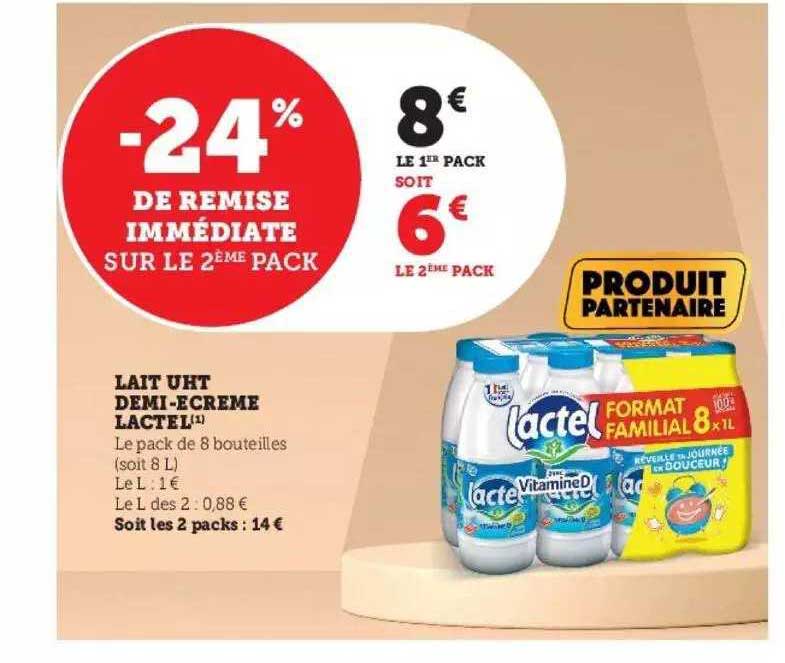 lait uht demi-écrémé lactel