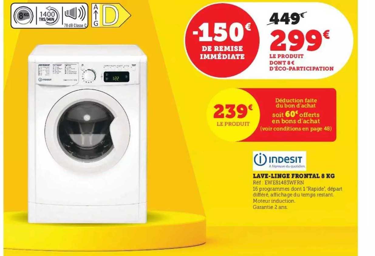 lave-linge frontal 8 kg indesit