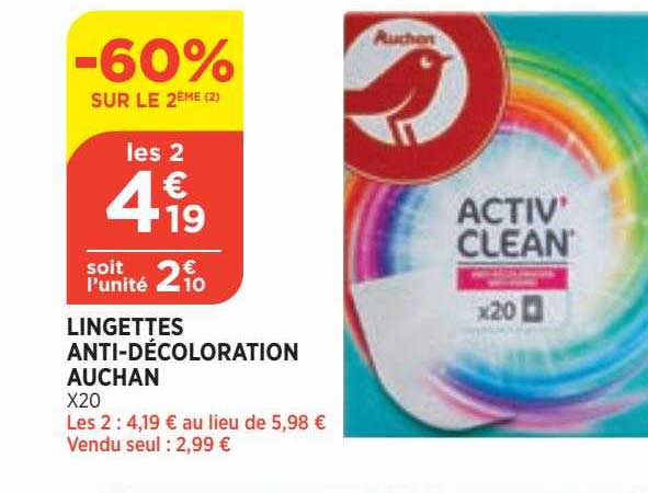 Lingettes Anti-décoloration Auchan