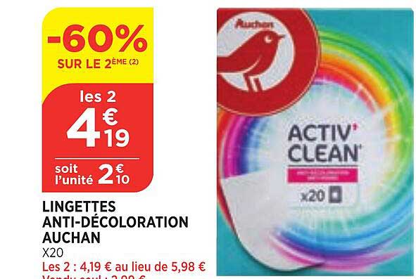lingettes anti-décoloration auchan