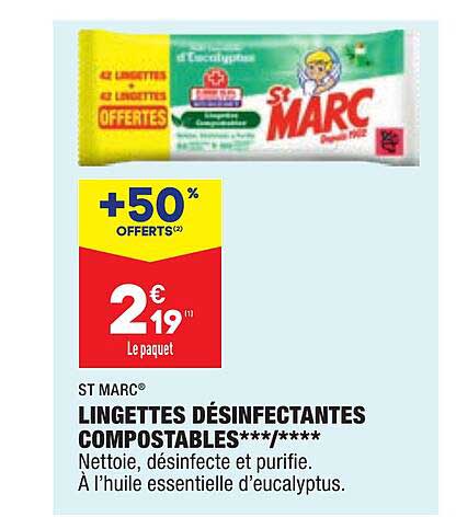 lingettes désinfectantes compostables st marc