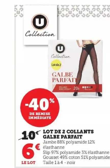lot de 2 collants galbe parfait u collection