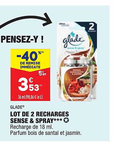 lot de 2 recharges sense & spray glade