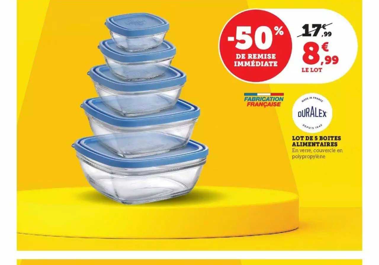 lot de 5 boîtes alimentaires duralex