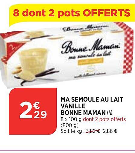 ma semoule au lait vanille bonne maman