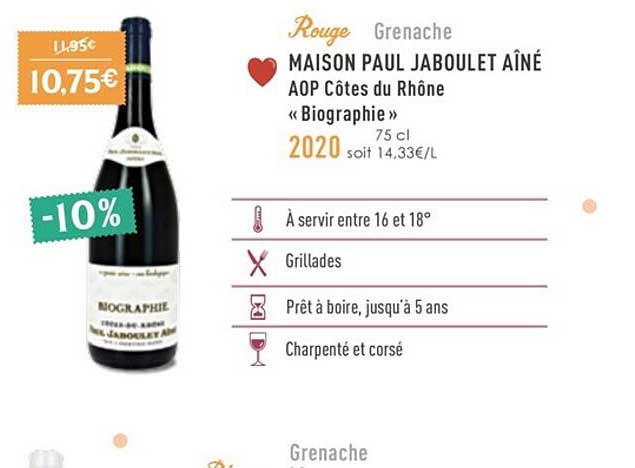 maison paul jaboulet aîné aop côtes du rhône «biographie» 2020