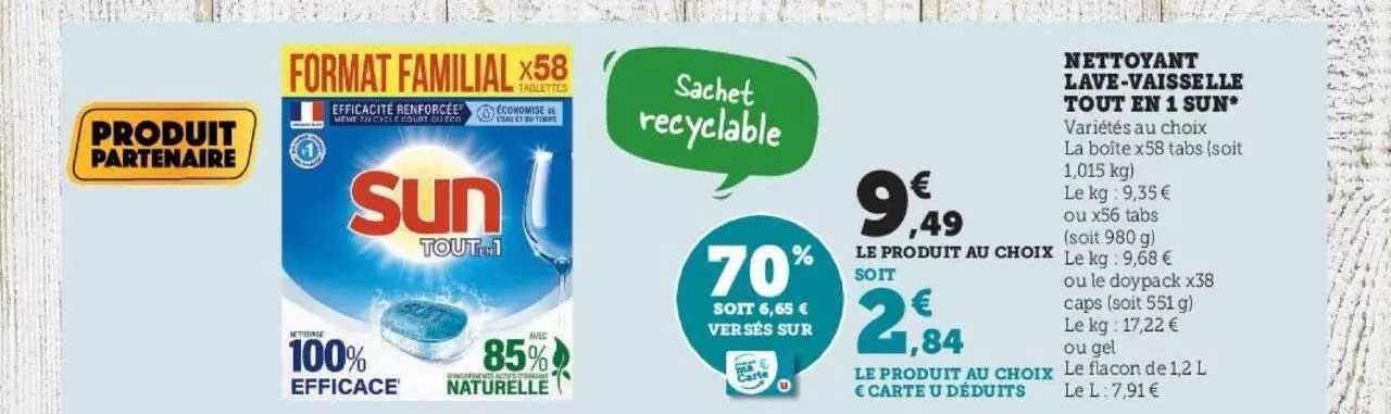 nettoyant lave-vaisselle tout en 1 sun