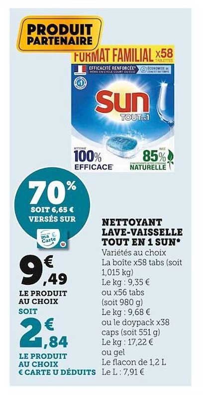 Nettoyant Lave-vaisselle Tout En 1 Sun