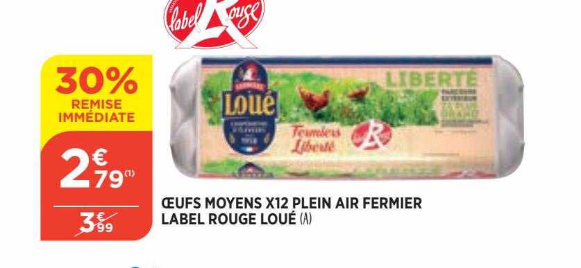 oeufs moyens x12 plein air fermier label rouge loué
