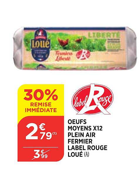 oeufs moyens x12 plein air fermier label rouge loué