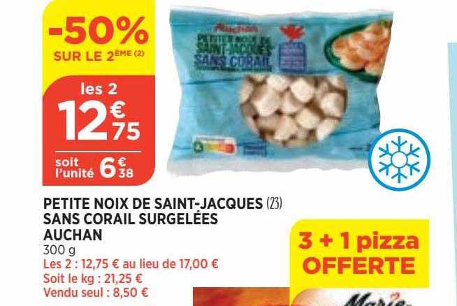 petite noix de saint-jacques sans corail surgelées auchan