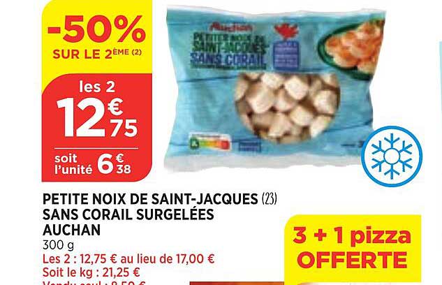 Petite Noix De Saint-jacques Sans Corail Surgelées Auchan