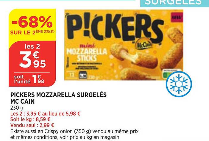 pickers mozzarella surgelés mc cain