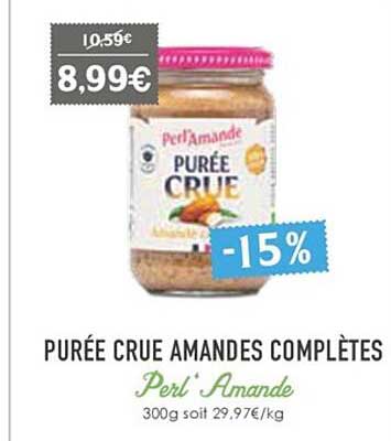 purée crue amandes complètes perl'amande