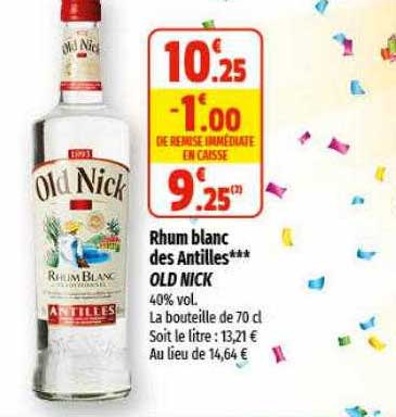 rhum blanc des antilles old nick