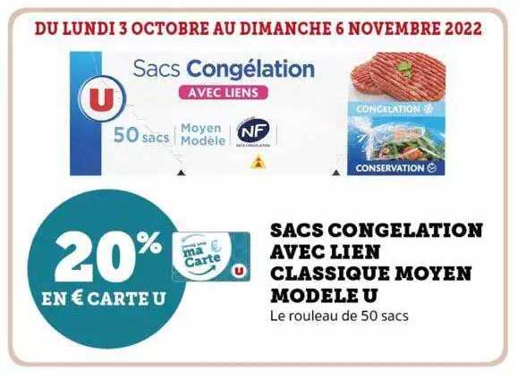 sacs congélation avec lien classique moyen modèle u