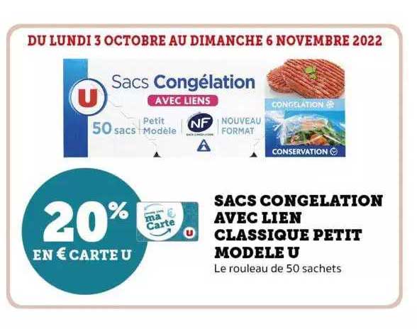 sacs congélation avec lien classique petit modèle u