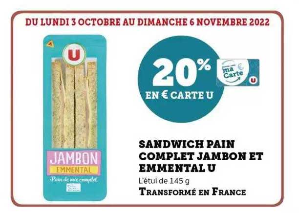 Sandwich Pain Complet Jambon Et Emmental U
