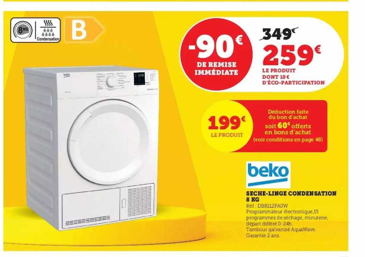 sèche-linge condensation 8 kg beko