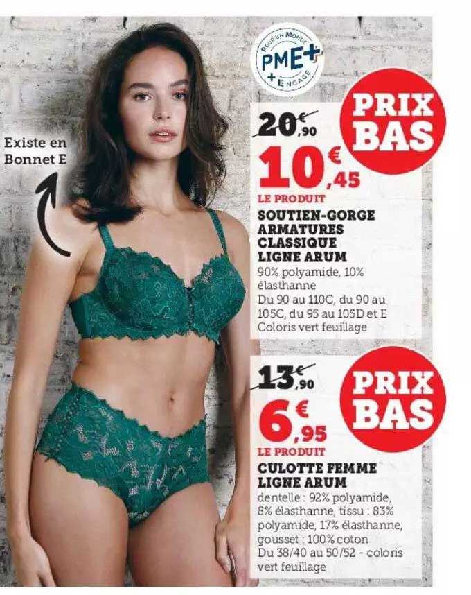 soutien-gorge armatures classique ligne arum, culotte femme ligne arum