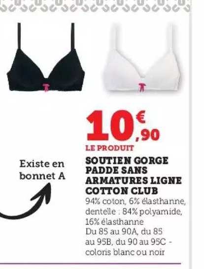soutien gorge padde sans armatures ligne cotton club