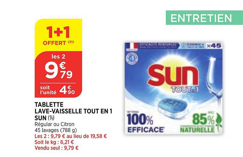 Tablette Lave-vaisselle Tout En 1 Sun