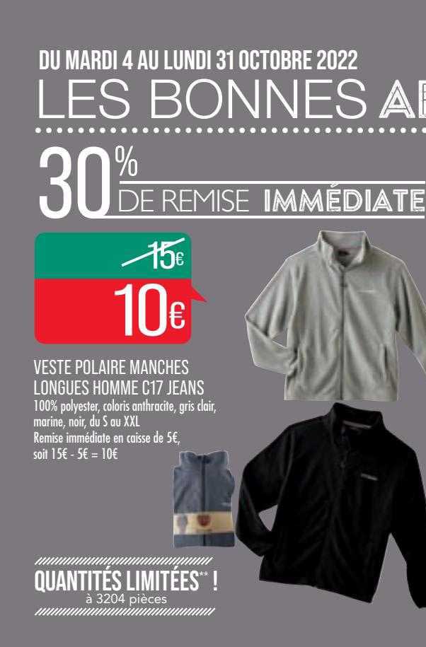 veste polaire manches longues homme c17 jeans