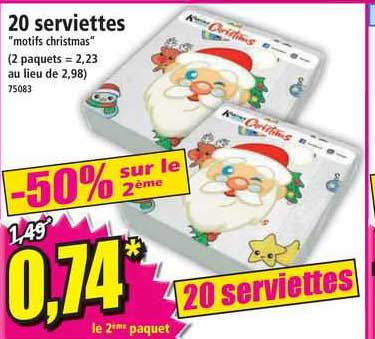 20 serviettes "motifs christmas"