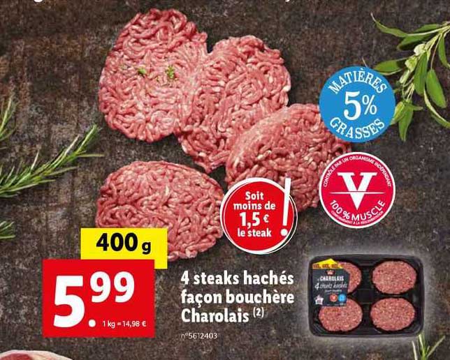 4 steaks hachés façon bouchère charolais